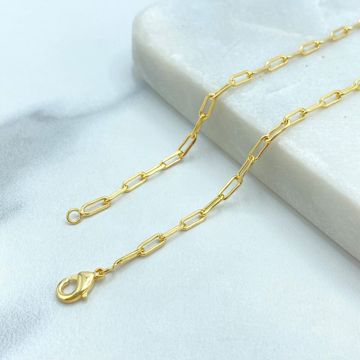18k Gold Filled Paperclip Chain Necklace 3mm, Wholesale Jewelry