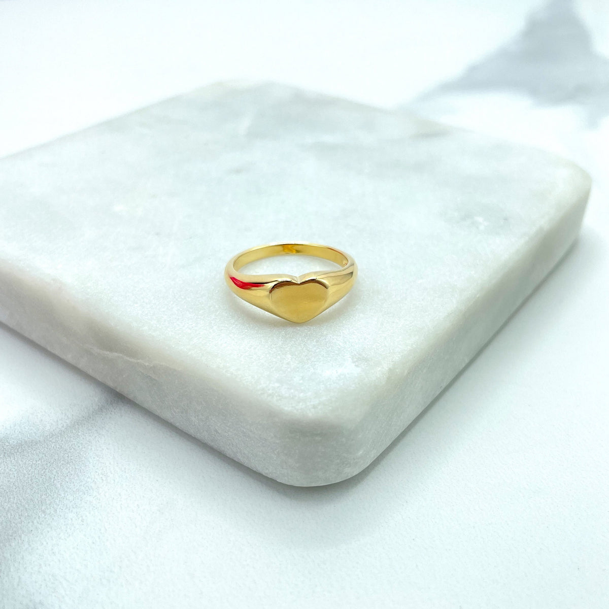 18k Gold Filled Signet Ring with Front Heart Shape, Polished Heart Ring, Wholesale Jewelry Making Supplies