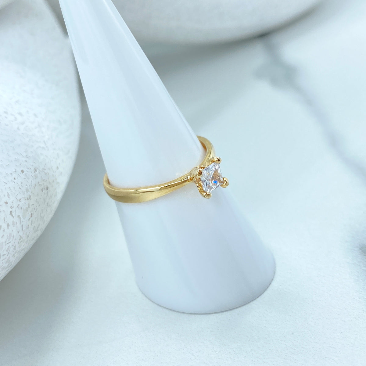 14k Solid Gold Solitaire Ring, 14k Solid Gold Engagement Ring, 14k Solid Gold Cubic Zirconia Ring (Inside Stamped)