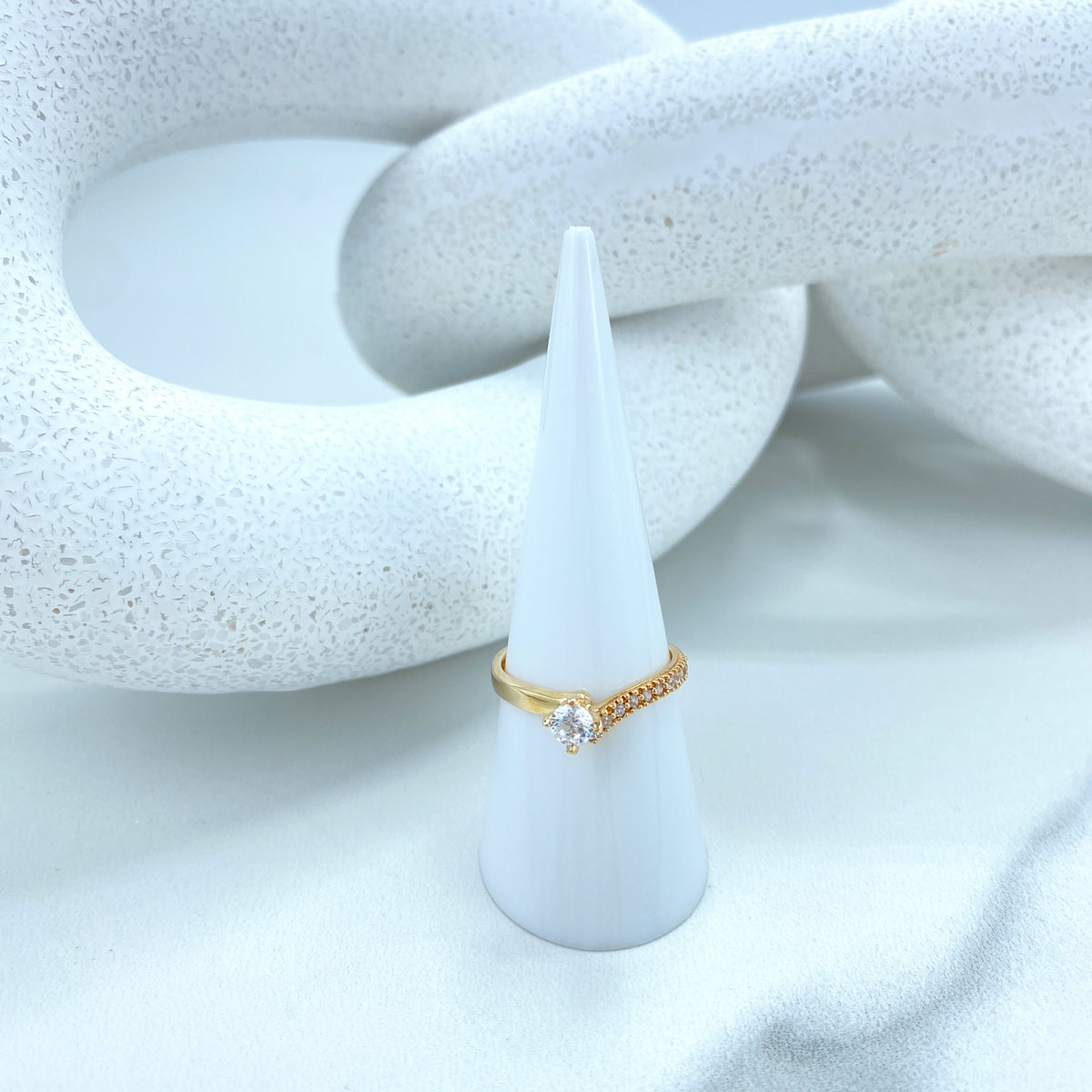 14k Solid Gold Solitaire Ring featuring Cubic Zirconia, 14k Solid Gold Wedding Engagement Solitaire Ring (Inside Stamped)