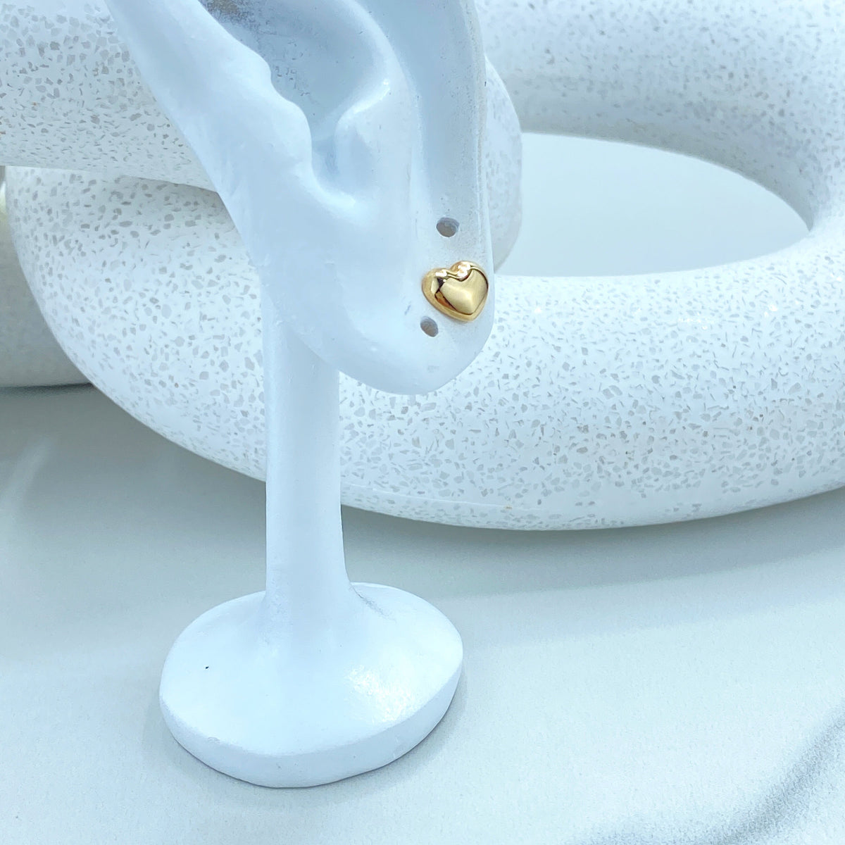 14k Solid Gold Heart Stud Earrings, 14k Solid Yellow Gold Puffed Polished Stud Earrings, Screw Back Studs, Unisex