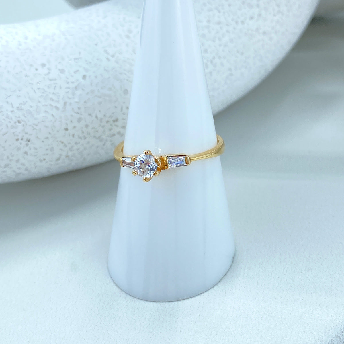 14k Solid Gold Solitaire Ring featuring Cubic Zirconia, 14k Solid Gold Wedding Engagement Solitaire Ring (Inside Stamped)