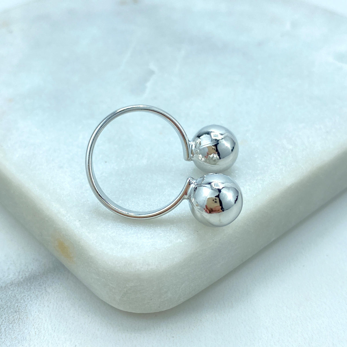 18k Gold Filled Adjustable Front Double Ball Ring, Gold, Silver or Three Tone, Adjustable Ball Ring, Wholesale Jewelry
