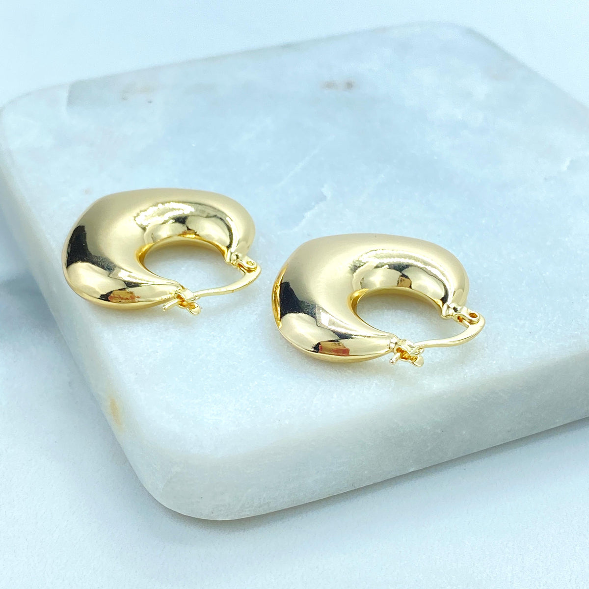 18k Gold Filled Bold and Chunky Earrings, Modern Chunky Earrings, V Shaped Hoop Closed Earrings, Wholesale Jewelry