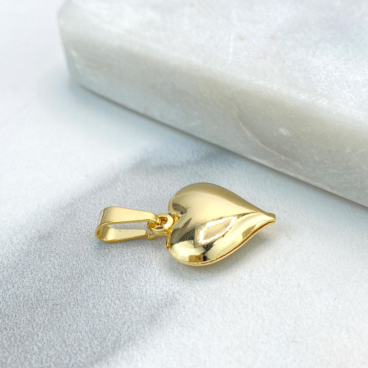 18k Gold Filled Puffed Puf 3D 18mm Heart Charm Pendant, Romantic Jewelry, Wholesale Jewelry Making Supplies