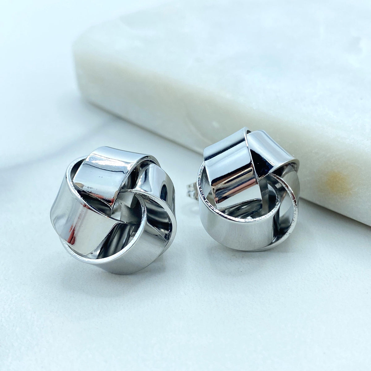 Silver Filled Trendy Knot Stud Earrings, Twisted Stud Earrings, Wholesale Jewelry Making Supplies