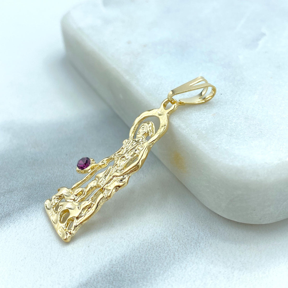 18k Gold Filled San Lazaro, Saint Lazarus, Pendant Charms, San Lazaro with Cubic Zirconia Pendant, Wholesale Jewelry Making Supplies