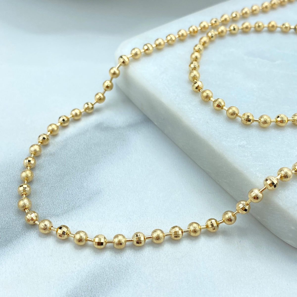 18k Gold Filled Textured Ball Beads Chain, Bracelet or Anklet, Buy as a SET or Individually, DIY Textured Beaded Chain, Wholesale Jewelry