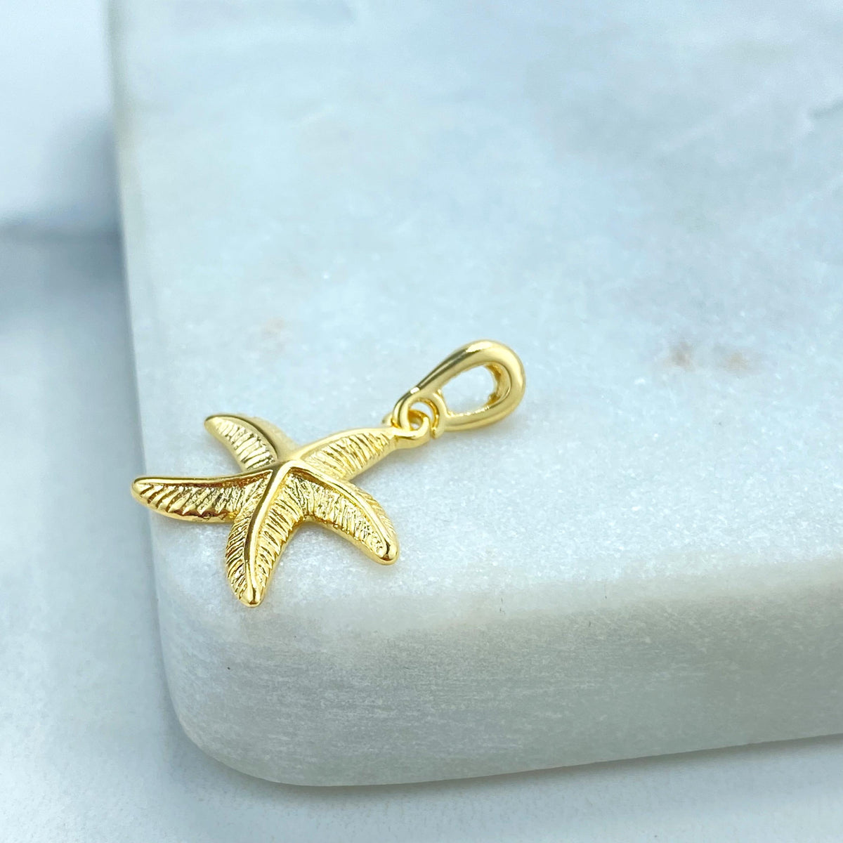 18k Gold-Filled Starfish Charm with Textured Details, Symbolizing Renewal and Guidance, Perfect for DIY Jewelry Creations, Wholesale Jewelry
