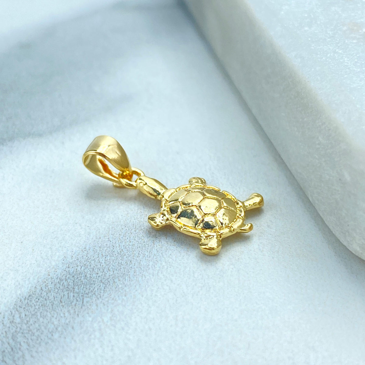 18k Gold-Filled Turtle Charm with Textured Shell Design, Symbolizing Longevity and Wisdom, For DIY Jewelry Creations, Wholesale Jewelry