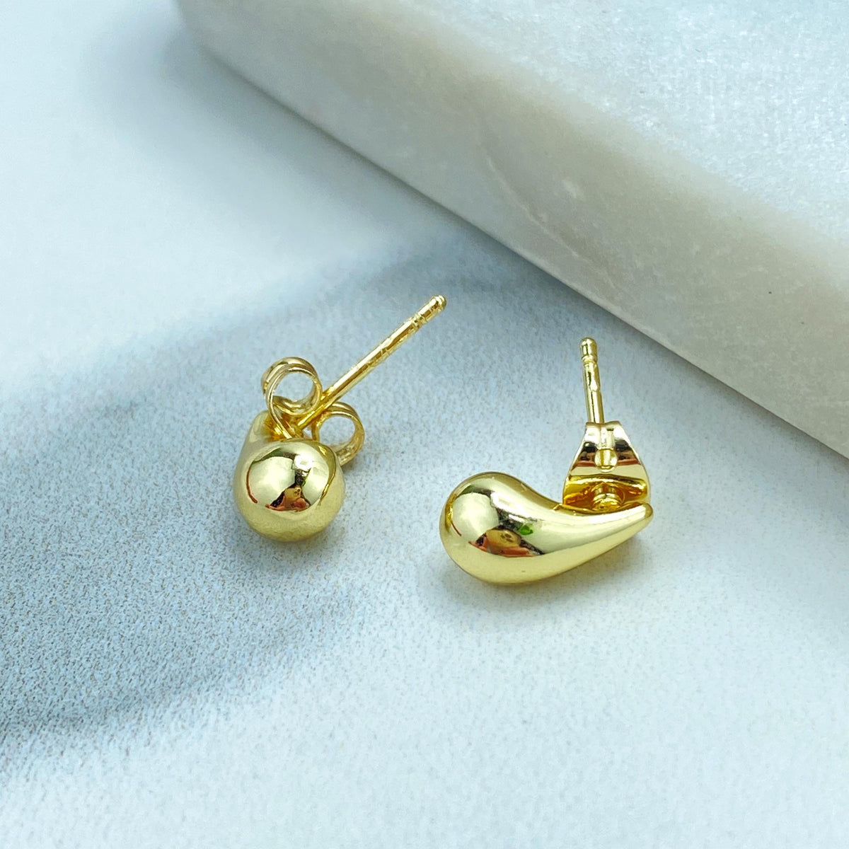 18k Gold Filled Gold Dome Earrings, Small Chunky Vintage Drop Earrings, Teardrop Puffed Earrings, Puffed Gold Stud Earrings, Wholesale Jewel