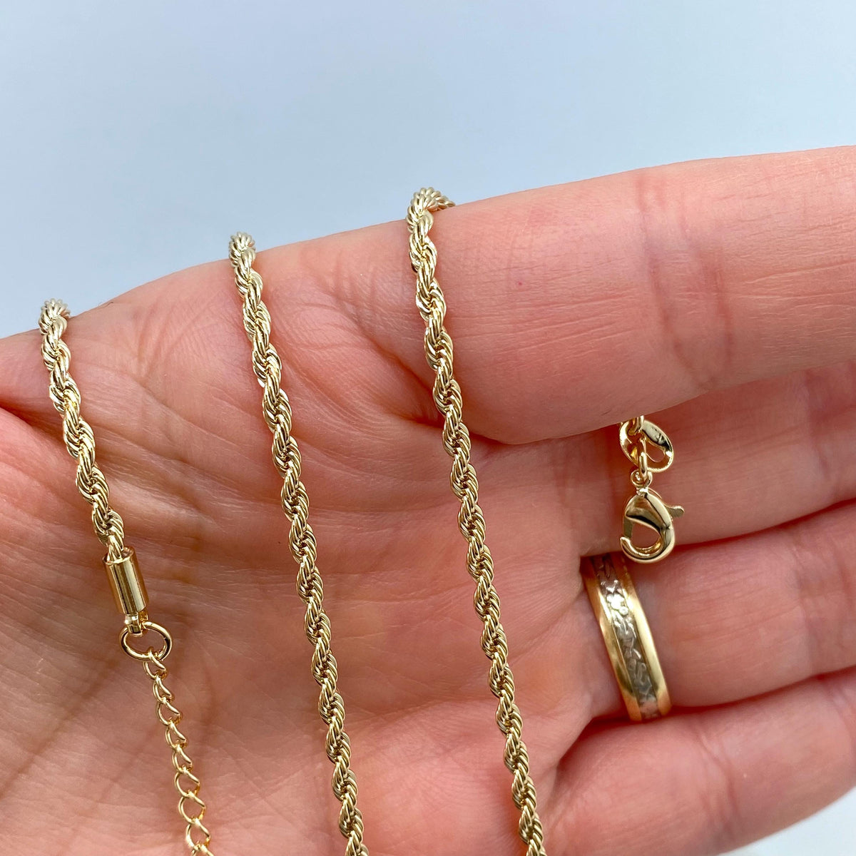 18k Gold Filled 2mm Thin Rope Chain Necklace, with 18 Inches Long and Extender, Dainty Rope Chain for DIY Necklace, Wholesale Prices Jewelry