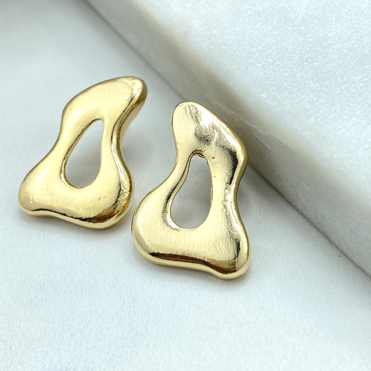 18k Gold Filled Asymmetrical Earrings, Dripping Earrings, Melting Earrings, Mismatched Earrings, Slime Drip Stud Earrings, Wholesale Jewelry