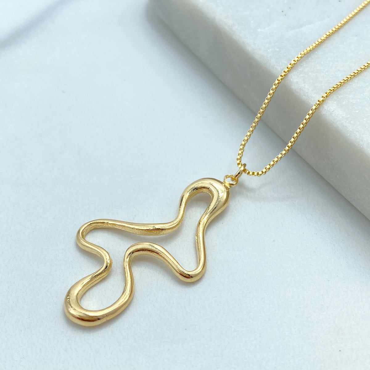 18k Gold Filled Asymmetrical Charm Necklace, Melting Design Charm Necklace, Mismatched Necklace, Slime Drip Necklace, Wholesale Jewelry
