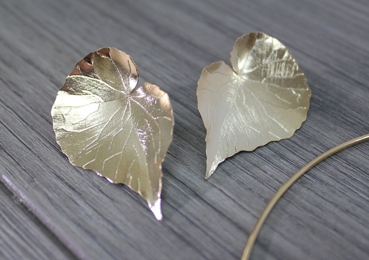 18k Gold Filled Fancy Leaf Chain Choker and Earrings Wholesale Jewelry Supplies