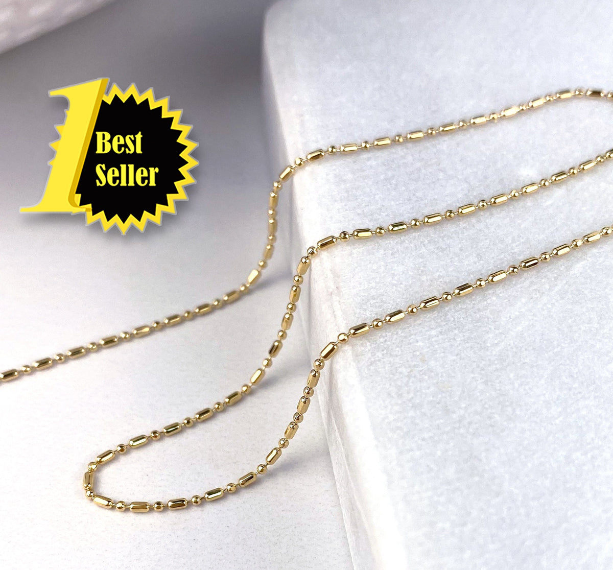 18k Gold Filled 1.5 mm Thickness Dash Dot Link Chain, Dainty Chain Necklace for Wholesale Jewelry Making Supplies