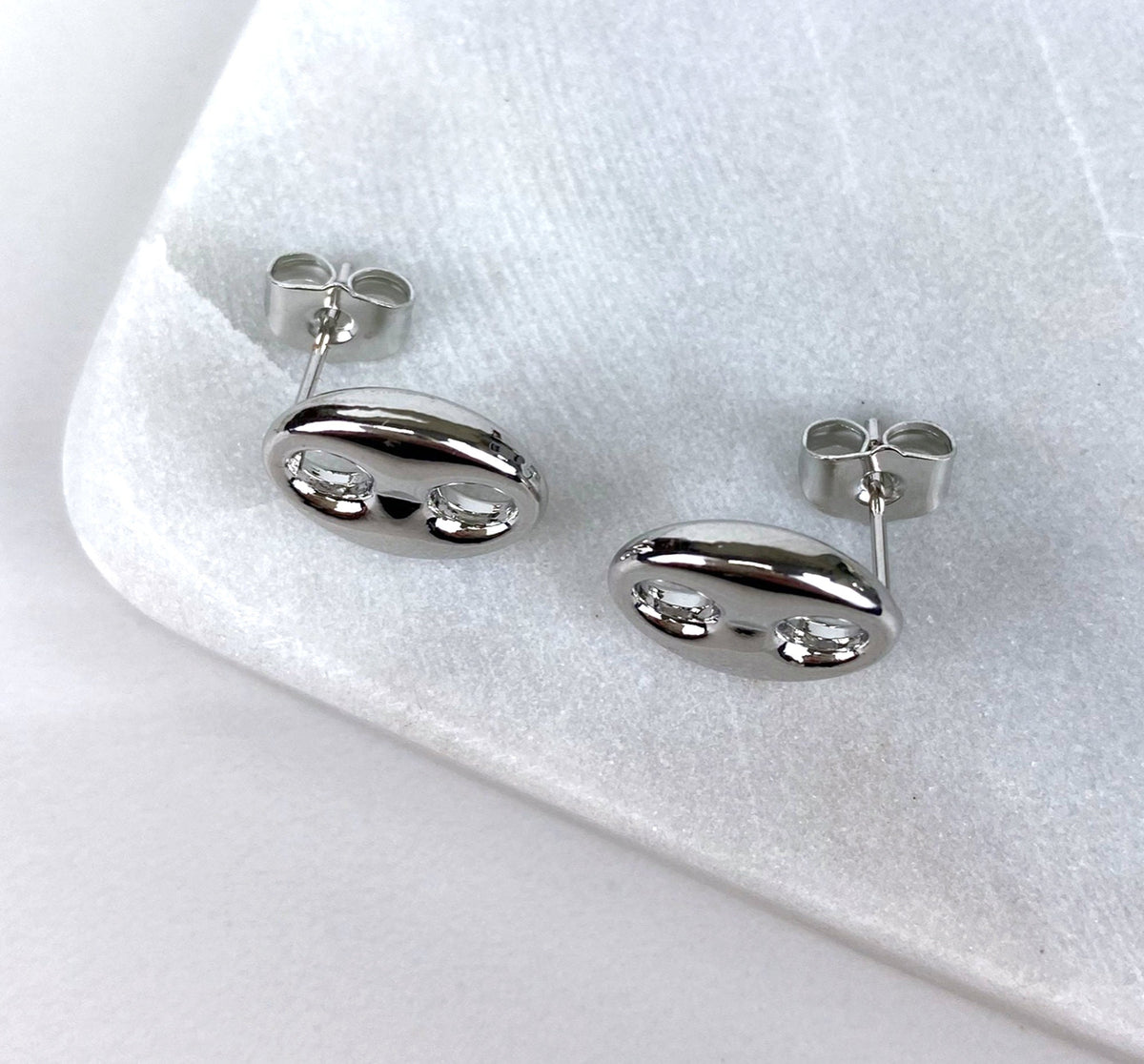 18k Silver Filled Belcher Chain, Round Link Necklace Set with Anchor Mariner Stud Earring & Charms Pendant Wholesale Jewelry Supplies