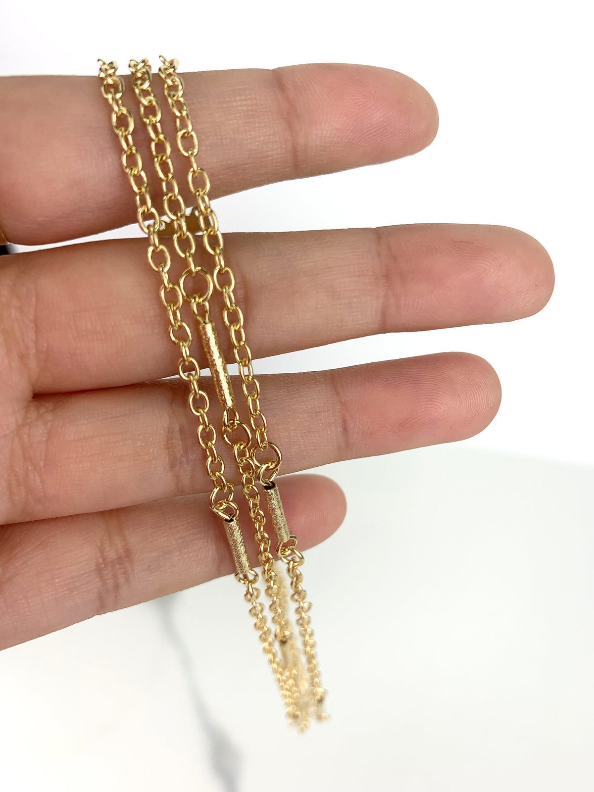 18k Gold Filled 2mm Cable Chain with Three Layers of Chain Anklet Wholesale Jewelry Making Supplies