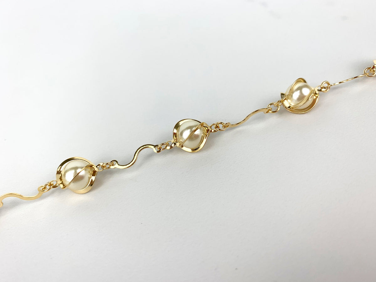 18k Gold Filled Pearls Charm Bracelet Wholesale Jewelry Supplies