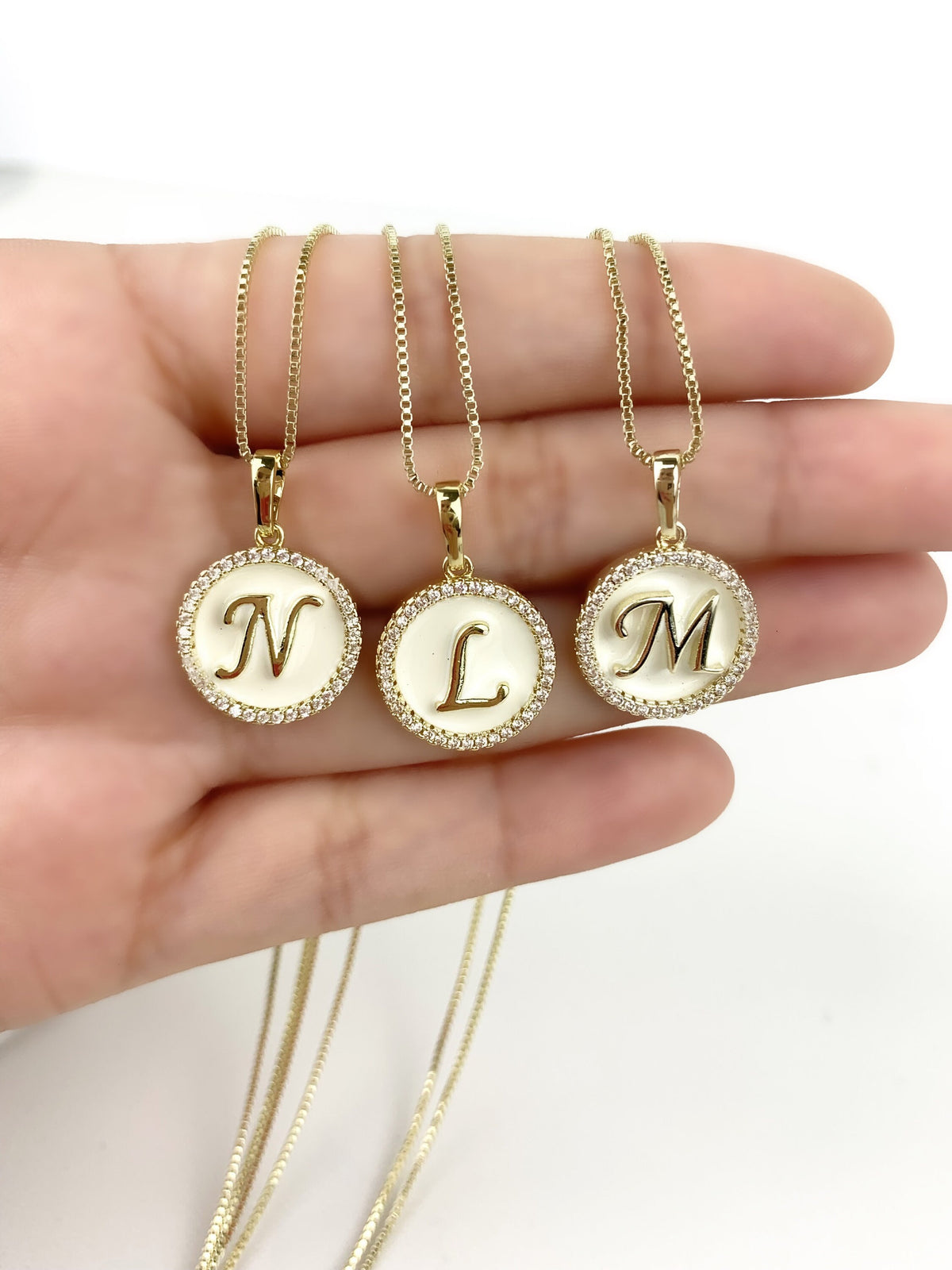 18k Gold Filled With Zirconia Initials Charms Fancy Necklace Wholesale Jewelry Supplies