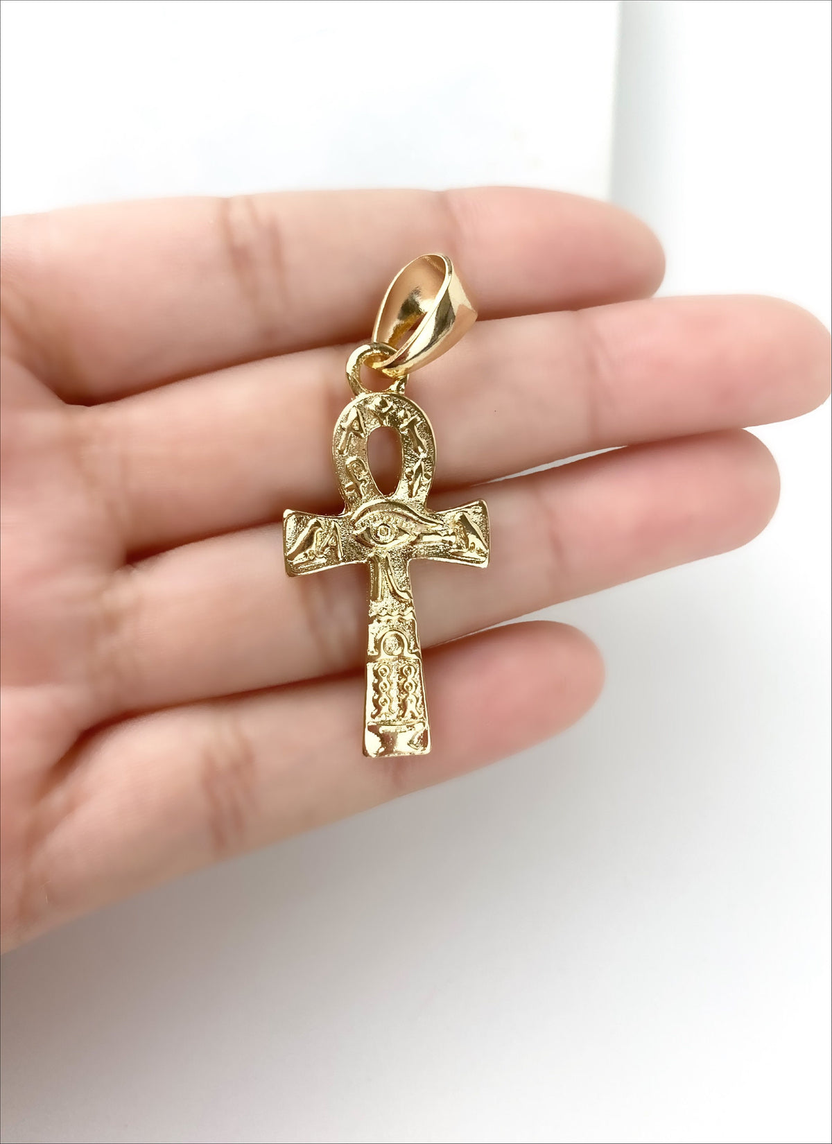 18k Gold Filled Fancy Talisman Ankh Cross Charm Wholesale Jewelry Supplies