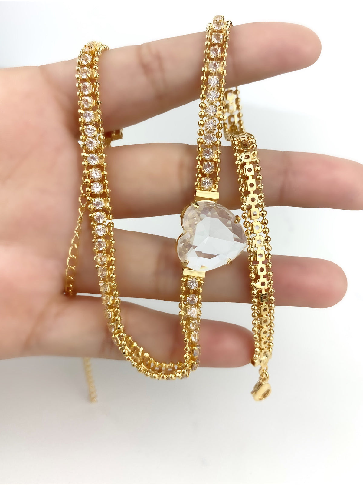 18k Gold Filled Fancy Cristal Heart with Zirconia Carat Diamond Necklace Choker For Wholesale and Jewelry Supplies