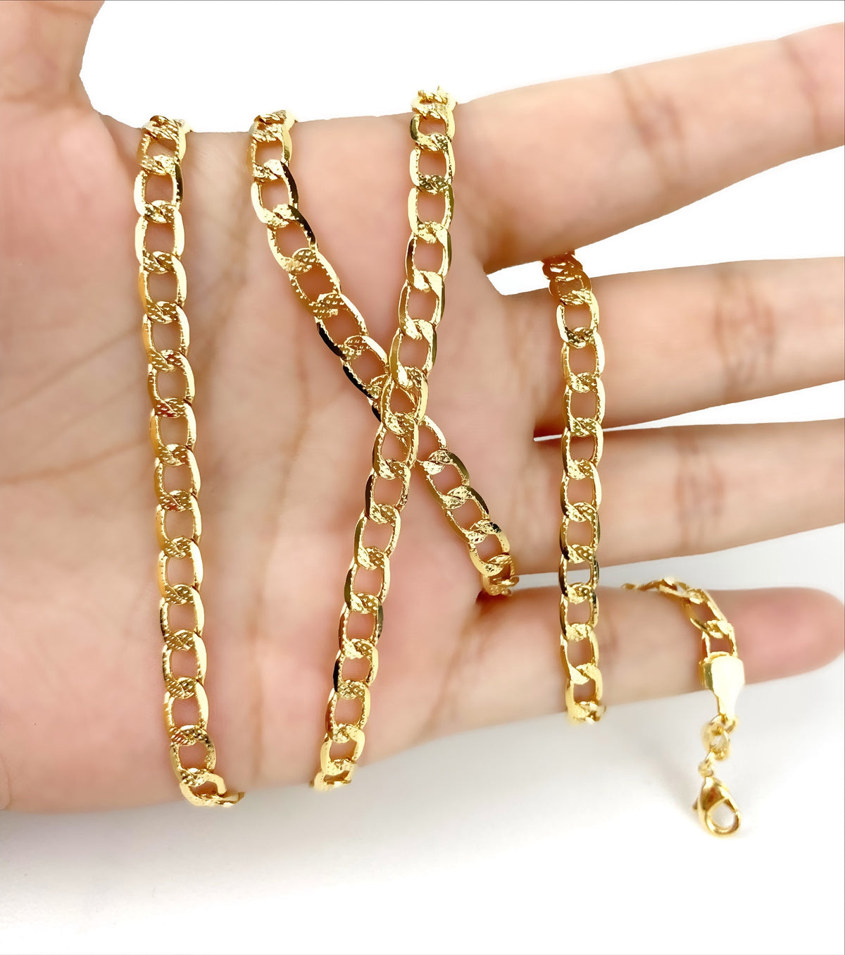 18k Gold Filled 4.5mm Open Cuban Link Chain, Curb Link Necklace, Wholesale Jewelry Making Supplies