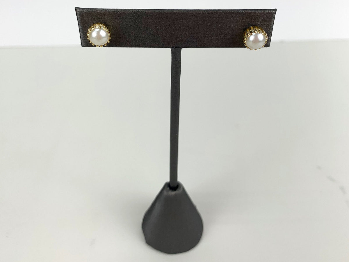 18k Gold Filled Regular Simulated White Pearl Stud Earrings Three different sizes Wholesale Jewelry Supplies