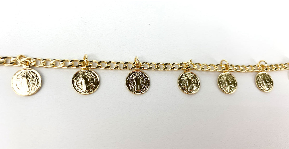 18k Gold Filled Bracelet Cuban Link 3mm God 0.3 inches Small Circles Wholesale Jewelry Supplies