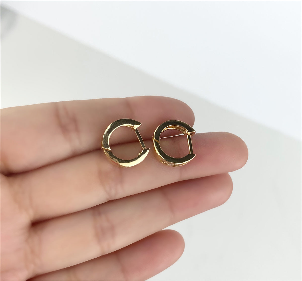 18k Gold Filled, Cubic Zirconia, Tiny Lever back Huggie Earrings, Wholesale Jewelry Supplies