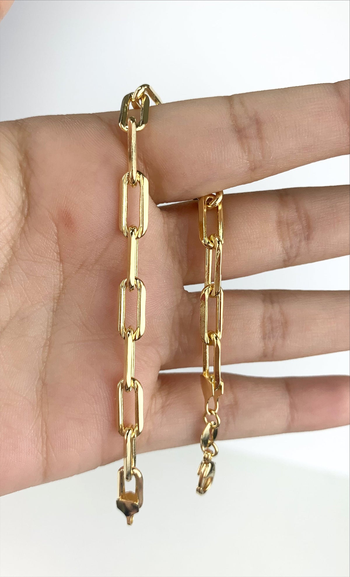 18k Gold Filled Paper Clip 7mm Bracelet Wholesale Jewelry Supplies