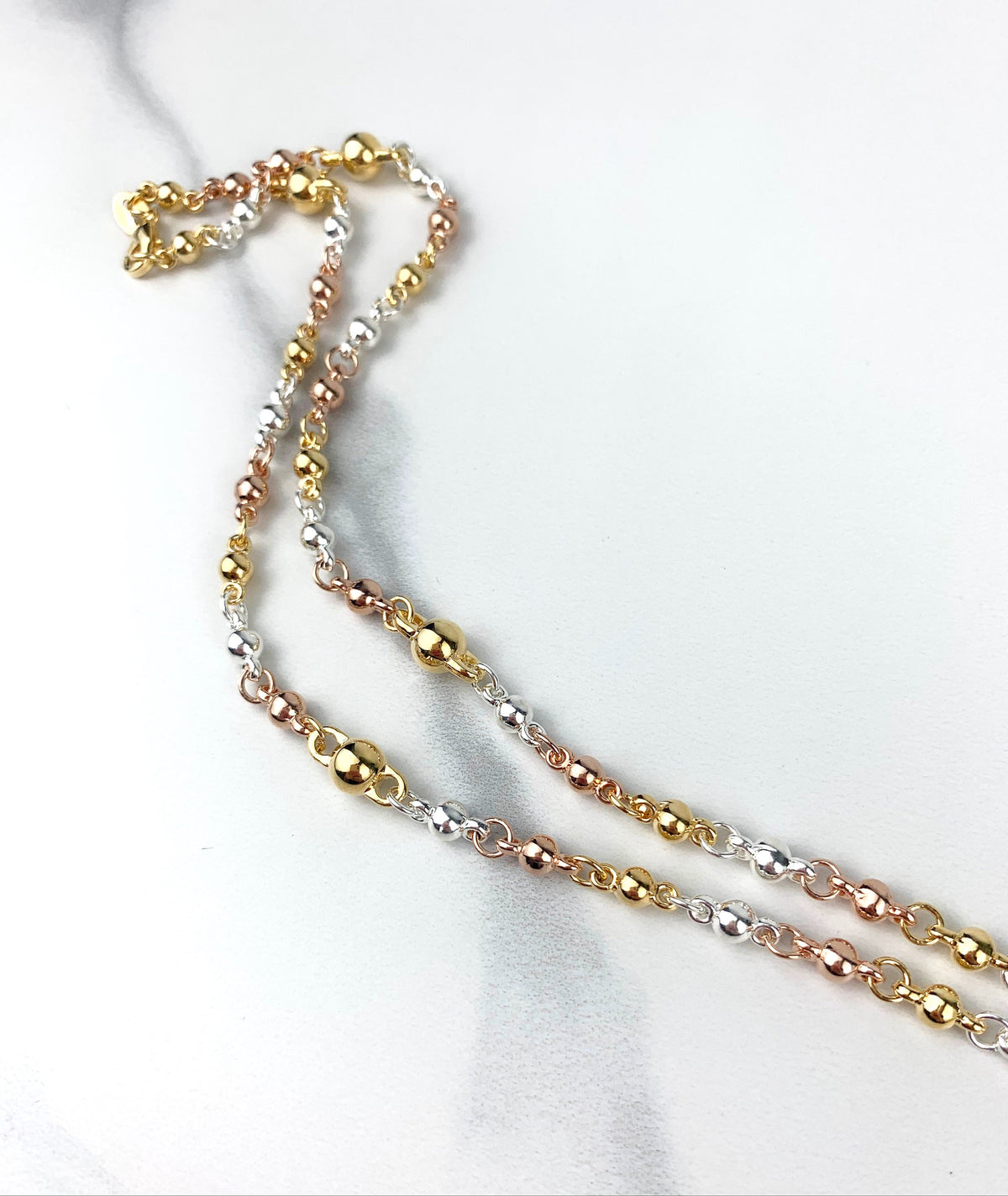 18k Gold Filled Three Color Our Lady of Guadalupe Rosary Wholesale Jewelry Making Supplies