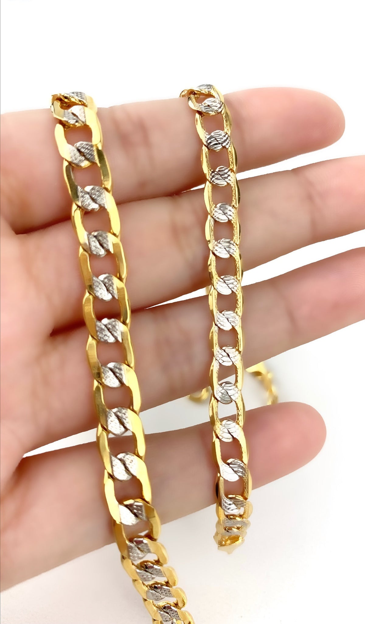 18k Gold Filled Cuban Curb Link, Two Tone Chain, Unisex Necklace, Wholesale Jewelry Making Supplies