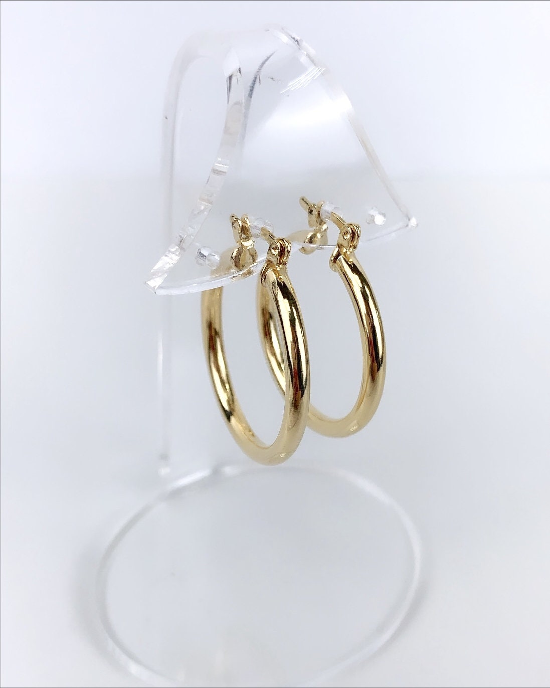 18k Gold Filled Plane Hoops 15mm, 20mm, 30mm, 40mm, 60mm, 70mm Earrings Wholesale Jewelry Supplies