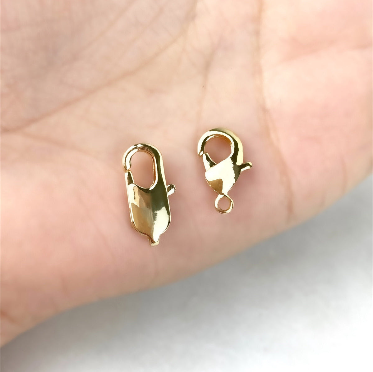 18k Gold Filled Lobster Claw Rectangle or Rounded Clasp 17mm, 16mm For Wholesale and Jewelry Making Supplies Findings