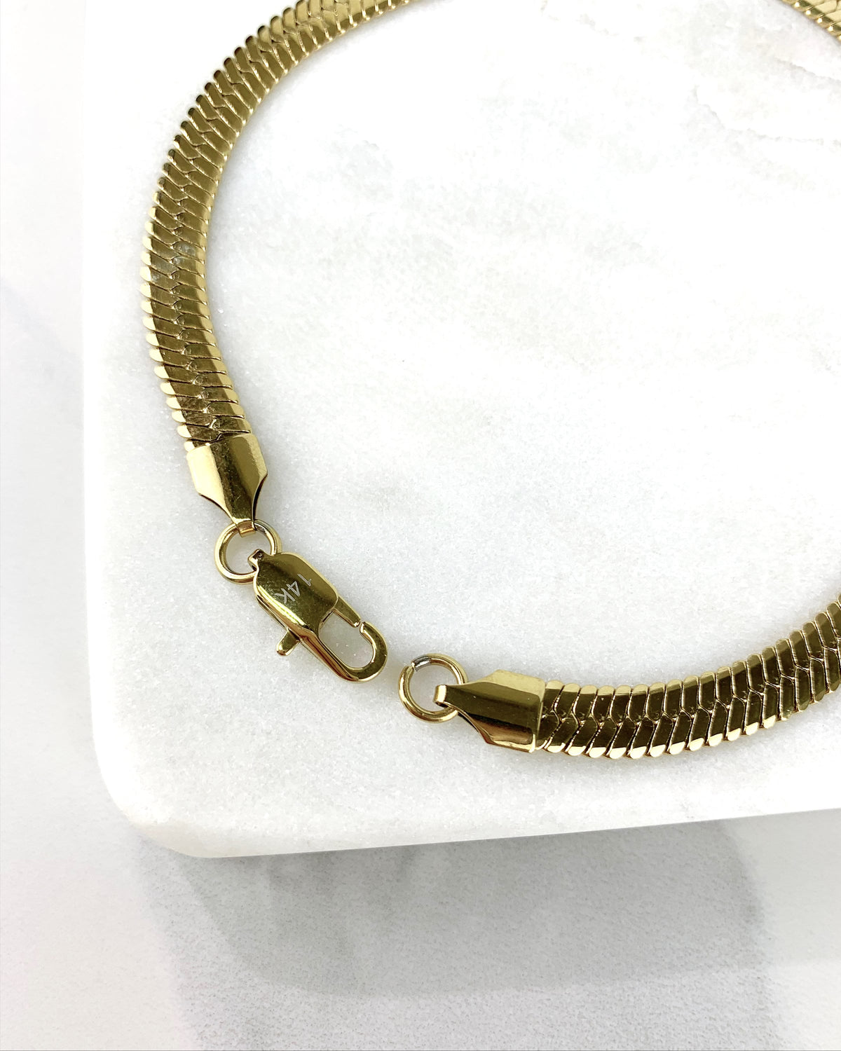 14k Gold Filled Plain Herringbone Link Anklet 4mm or 6mm Thickness Wholesale Jewelry Making Supplies