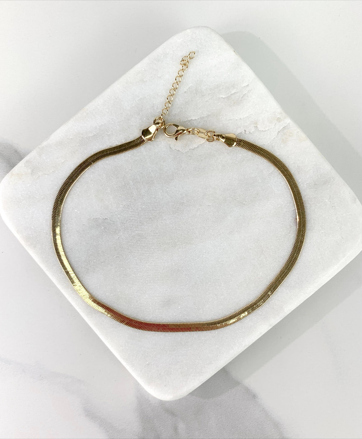 14k Gold Filled Plain Herringbone Link Anklet 3mm Thickness Wholesale Jewelry Making Supplies