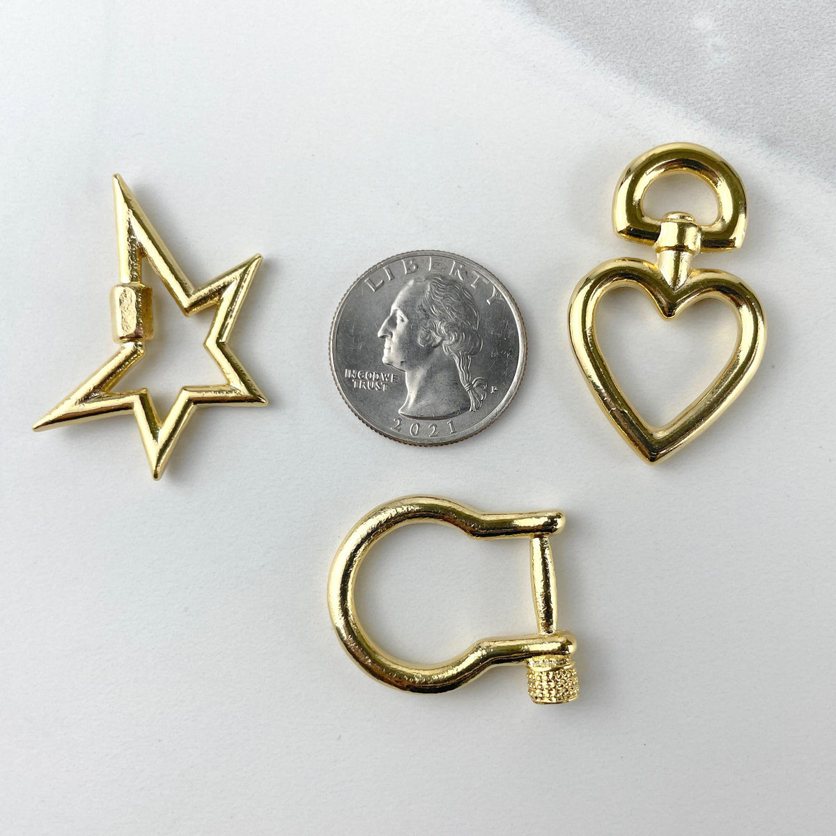 For Creative Designs Making Jewelry 18k Gold Filled Heart Star or Shackle Charms Pendant Wholesale Jewelry Making Supplies
