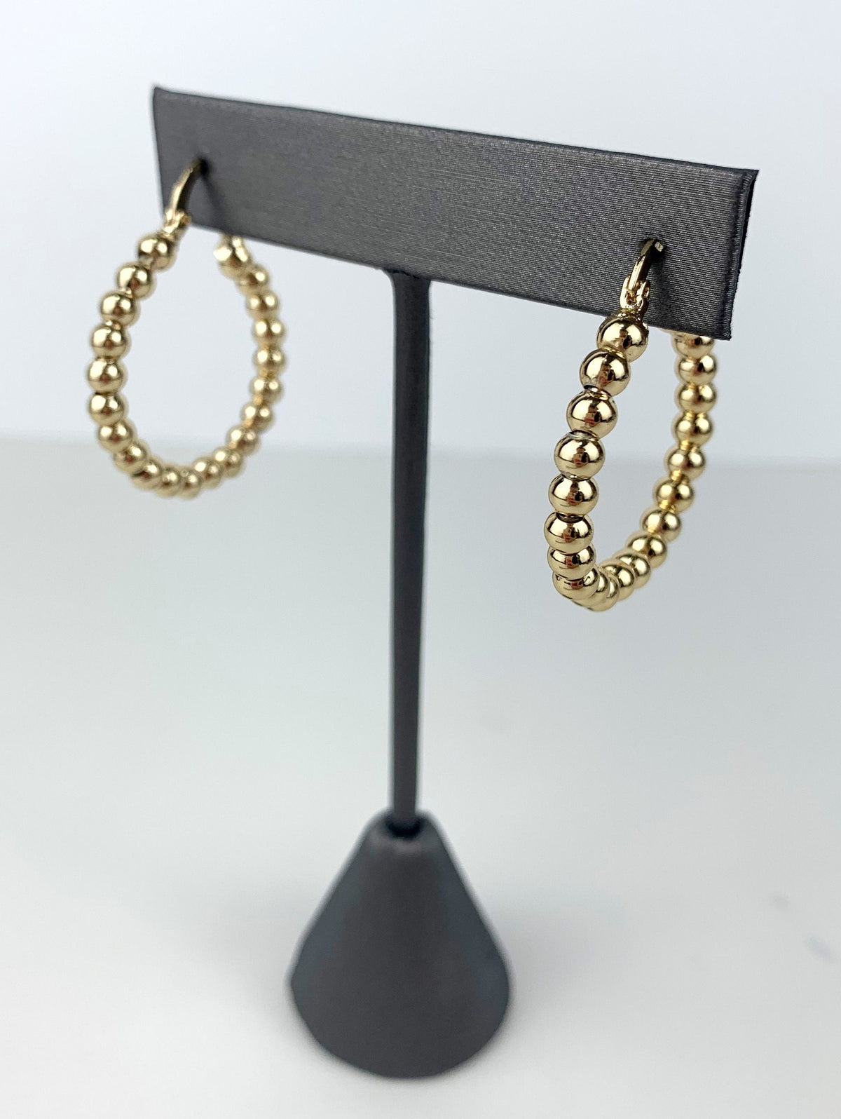 18k Gold Filled Beaded Hoop Earrings Available In 30mm, 40mm or 50mm Diameter Wholesale Jewelry Making Supplies