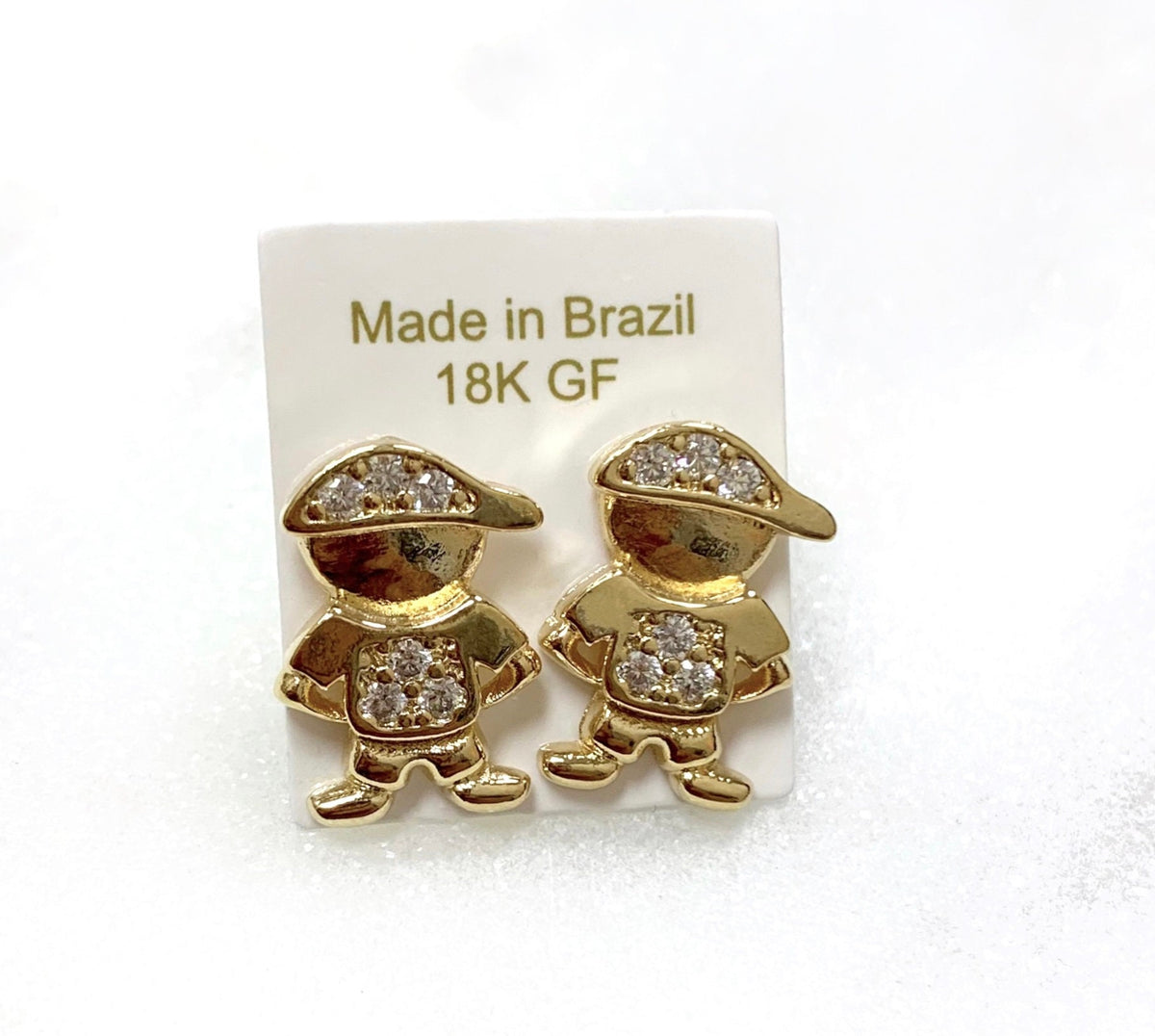 18k Gold Filled Girl Charms & Stud Earrings with Cubic Zirconia Wholesale Jewelry Supplier
