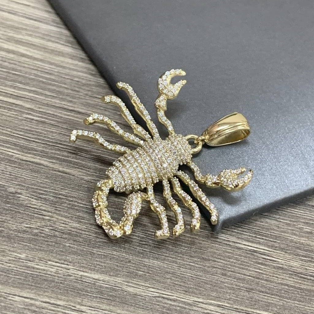 18k Gold Filled Micro Pave Cubic Zirconia Iced Scorpion Pendant Charms, Hip Hop, Men's Jewelry, Wholesale Jewelry Making Supplies