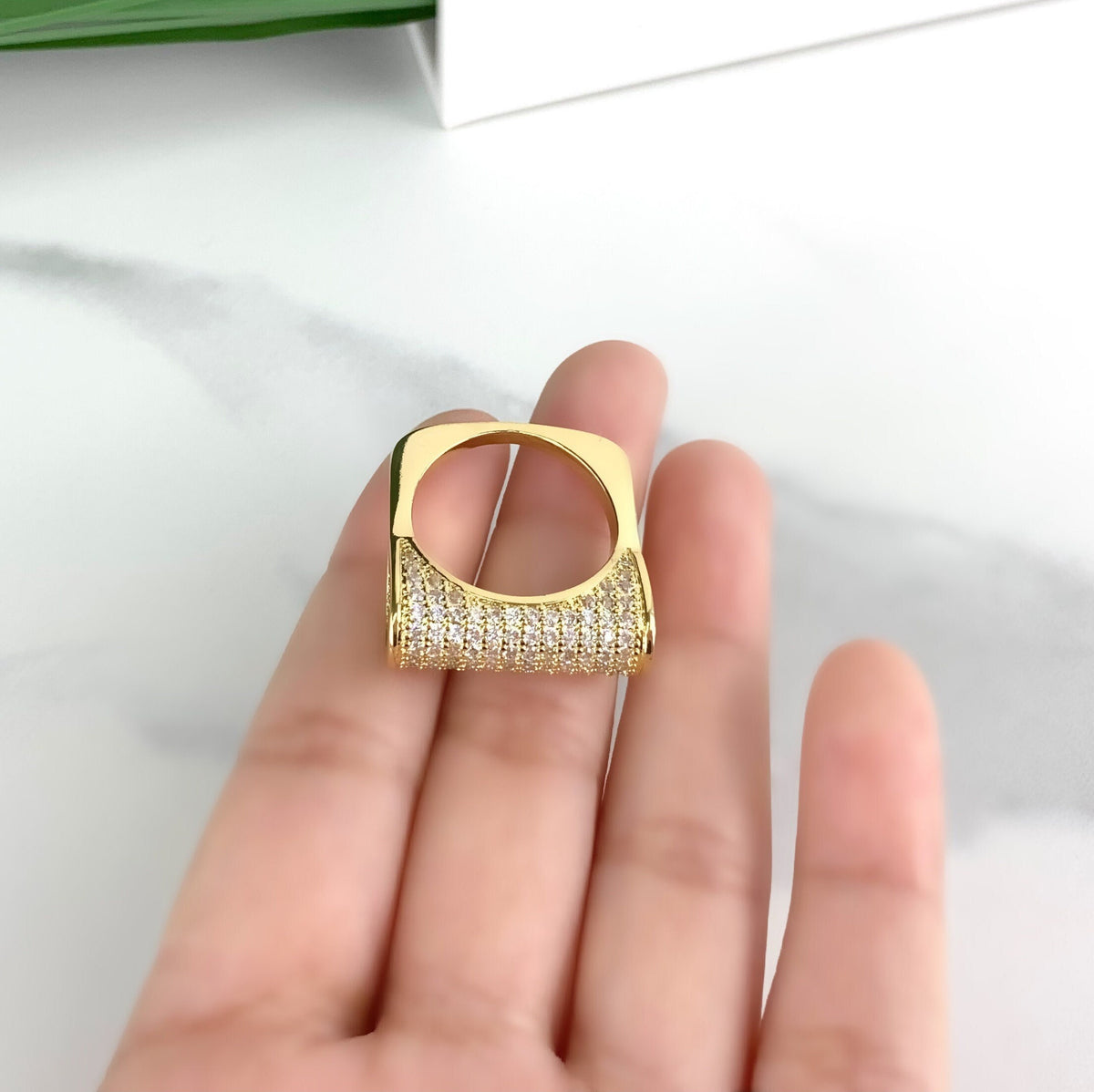 18k Gold Filled Folded Micro Pave Cubic Zirconia Ring Wholesale Jewelry Supplies