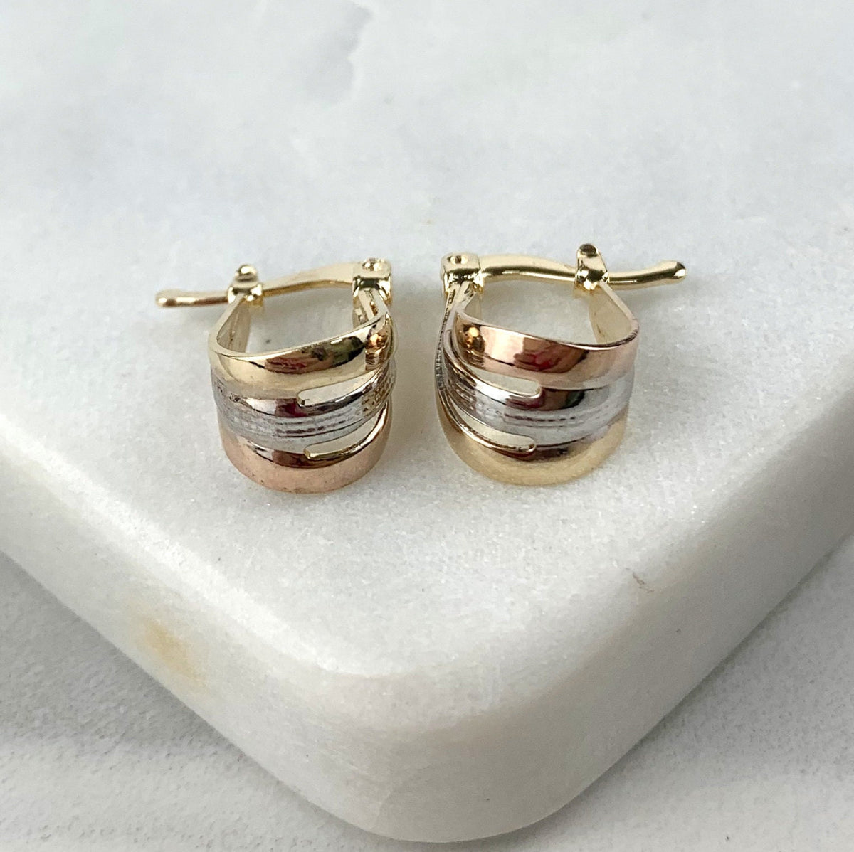 18k Gold Filled Oval Hoop Earrings, Three Tone, Wholesale Jewelry Making Supplies