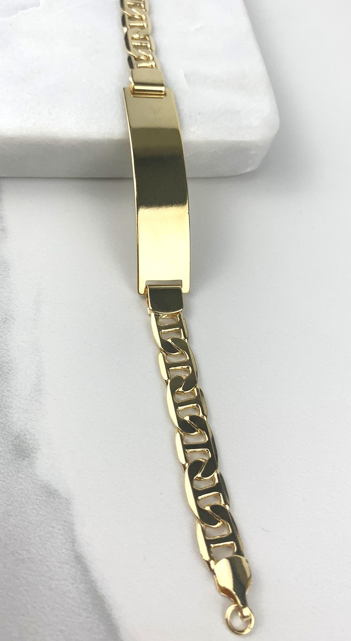18k Gold Filled 8mm Anchor Mariner Link Id Bracelet, Lobster Claw, Wholesale Jewelry Making Supplies