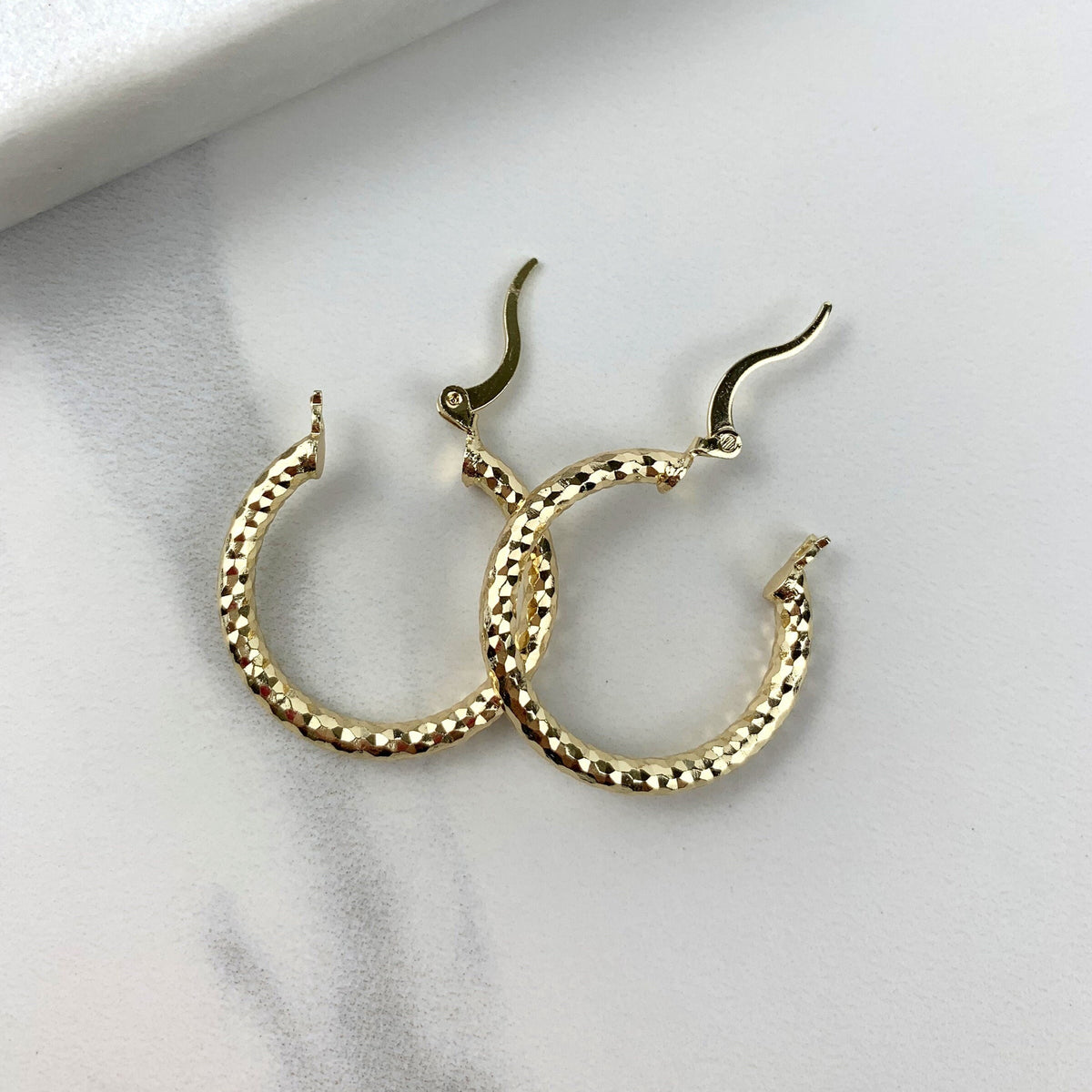 18k Gold Filled 25mm Texturized Hoops Earrings Wholesale Jewelry Making Supplies