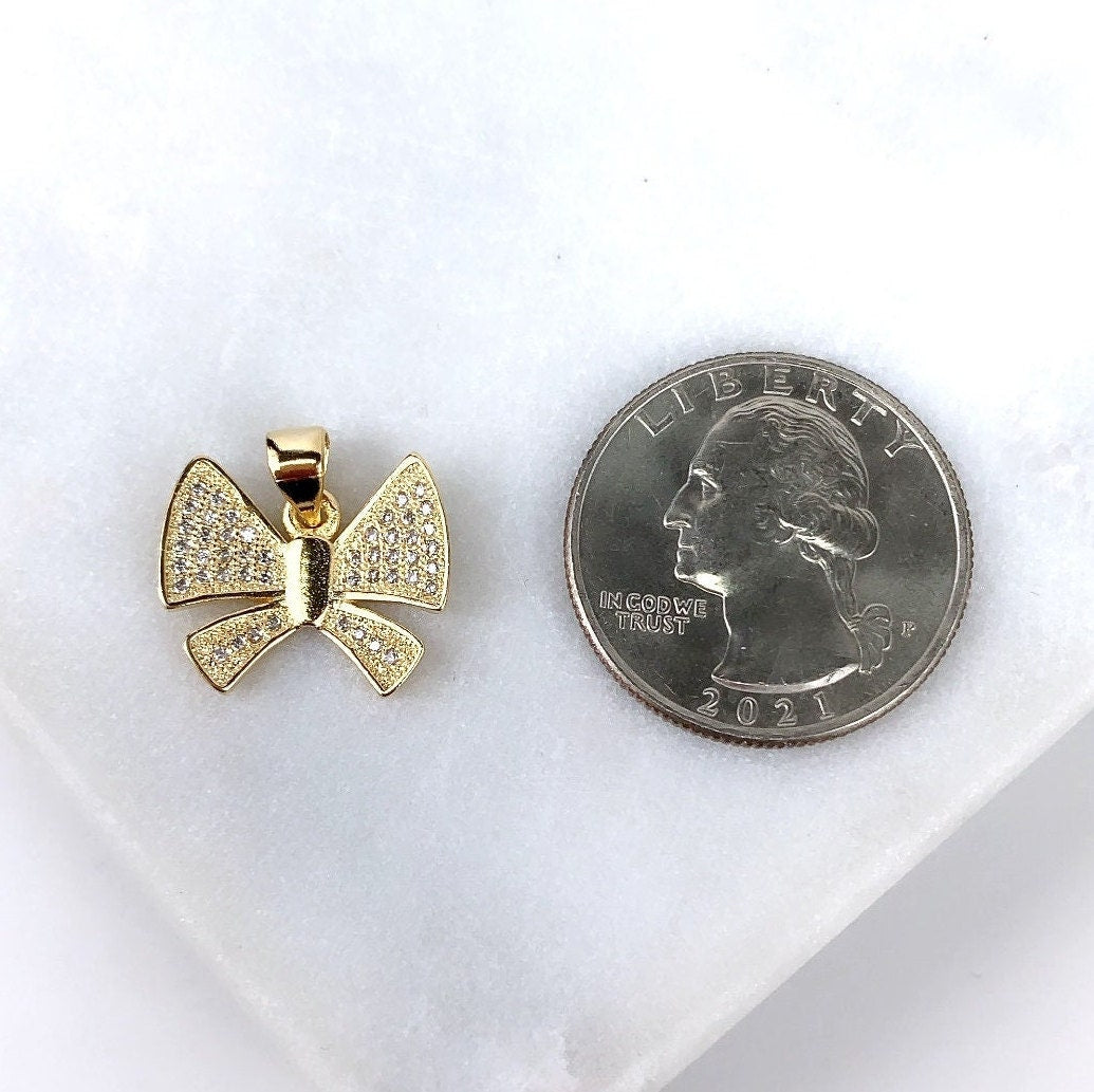 18k Gold Filled Cubic Zirconia Butterfly Charms Pendant Wholesale Jewelry Making Supplies