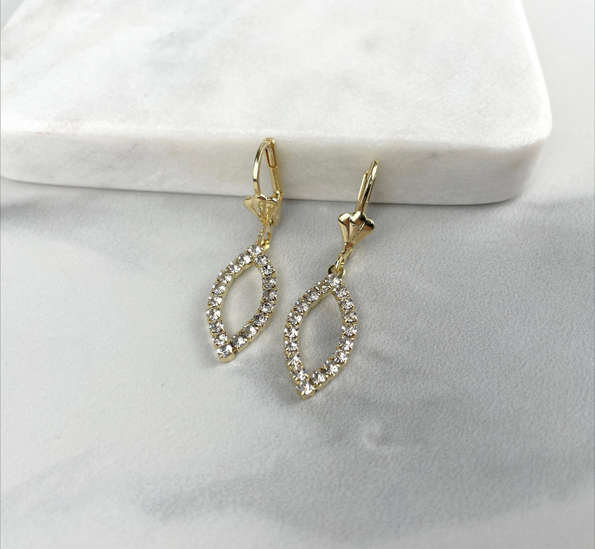 18k Gold Filled Fancy CZ Cubic Zirconia Square, Heart,Circle, Leafs Leverback Jacket Earrings Wholesale Jewelry Supplies