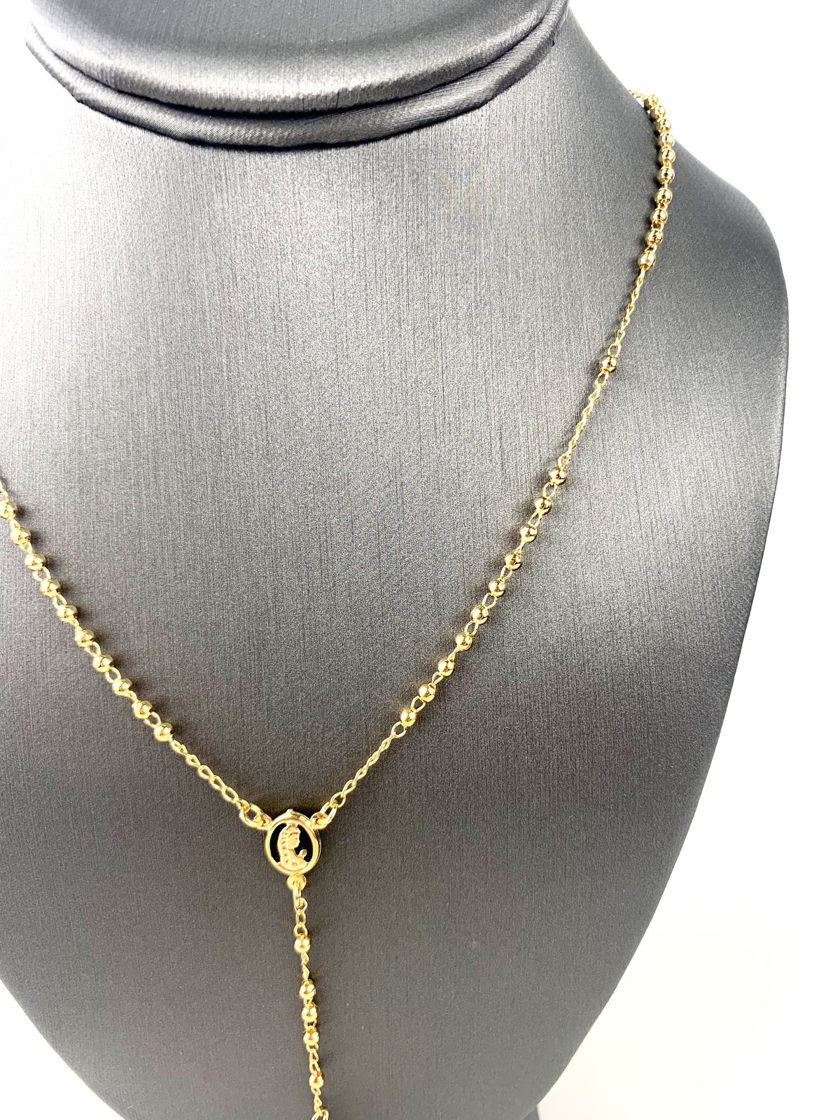18k Gold Filled Beaded Chain Virgin Mary, Ave Maria Rosary Necklace, Religious Jewelry, Wholesale Jewelry Making Supplies