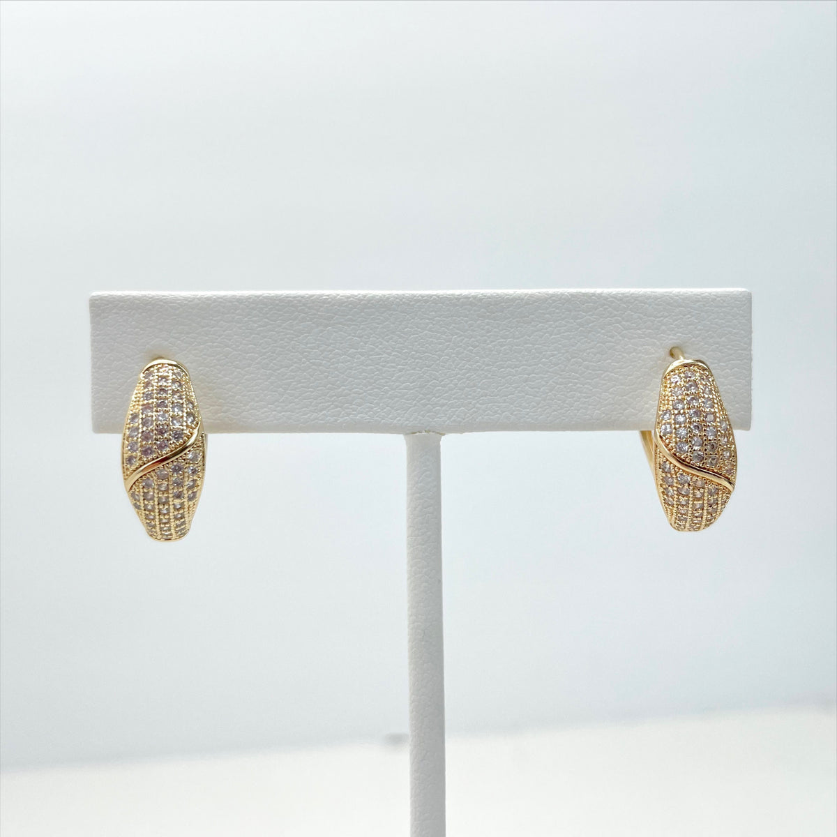18k Gold Filled with Micro Cubic Zirconia CZ 20mm Hoops Earrings Wholesale Jewelry Making Supplies