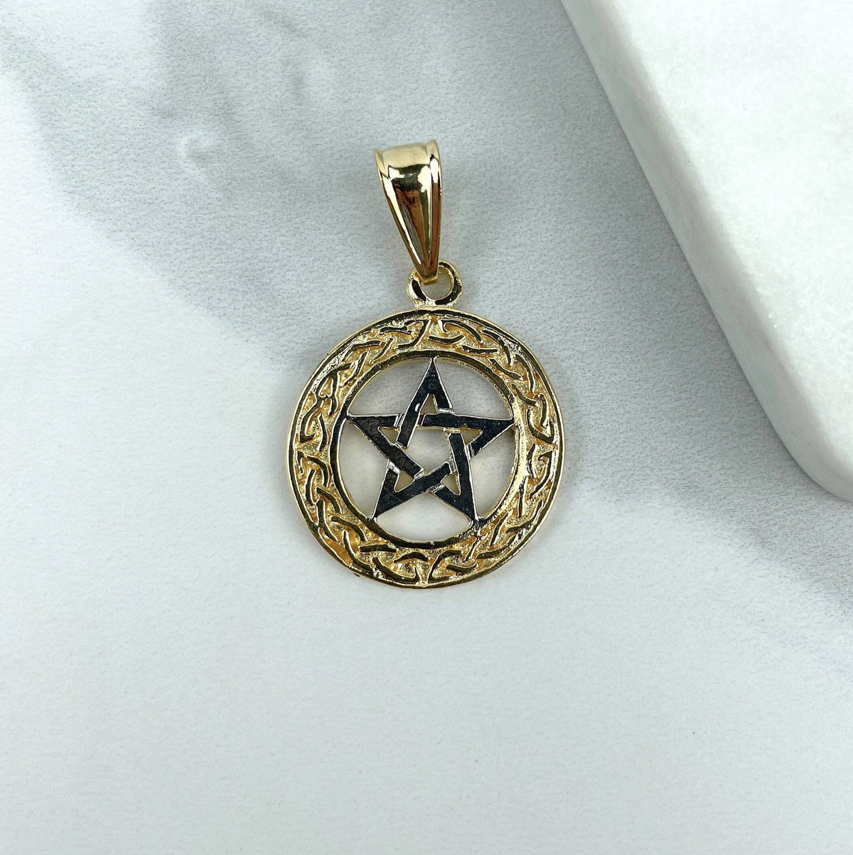 18k Gold Filled Texturized Star Of David Charms Pendant, Two Tone, Jewish Symbol, Religious Jewelry, Wholesale Jewelry Making Supplies